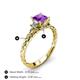 4 - Lyla Classic Princess Cut Amethyst and Diamond Braided Shank Three Stone Engagement Ring 