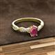 2 - Stacie Desire Oval Cut Rhodolite Garnet and Round Lab Grown Diamond Twist Infinity Shank Engagement Ring 