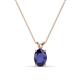 1 - Jassiel 7x5 mm Oval Cut Blue Sapphire Double Bail Solitaire Pendant Necklace 