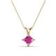 1 - Jassiel 6.00 mm Princess Cut Chatham Created Pink Sapphire Double Bail Solitaire Pendant Necklace 