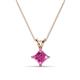 1 - Jassiel 6.00 mm Princess Cut Chatham Created Pink Sapphire Double Bail Solitaire Pendant Necklace 