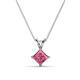 1 - Jassiel 6.00 mm Princess Cut Pink Tourmaline Double Bail Solitaire Pendant Necklace 