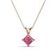 1 - Jassiel 6.00 mm Princess Cut Pink Tourmaline Double Bail Solitaire Pendant Necklace 