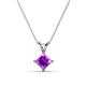 1 - Jassiel 6.00 mm Princess Cut Amethyst Double Bail Solitaire Pendant Necklace 