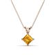 1 - Jassiel 6.00 mm Princess Cut Citrine Double Bail Solitaire Pendant Necklace 