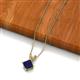 2 - Jassiel 6.00 mm Princess Cut Chatham Created Blue Sapphire Double Bail Solitaire Pendant Necklace 