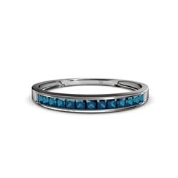 Aqilia Princess Cut Blue Diamond Stone Wedding Band Princess Cut Blue Diamond ctw Stone Channel Set Womens Wedding Band Stackable Platinum