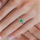 5 - Deborah Desire Oval Cut Emerald and Round Diamond Twist Rope Split Shank Halo Engagement Ring 