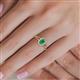 5 - Deborah Desire Oval Cut Emerald and Round Diamond Twist Rope Split Shank Halo Engagement Ring 