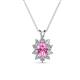 1 - Hazel 6x4 mm Oval Cut Pink Sapphire and Round Diamond Double Bail Halo Pendant Necklace 