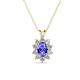 1 - Hazel 6x4 mm Oval Cut Tanzanite and Round Diamond Double Bail Halo Pendant Necklace 