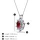 3 - Hazel 6x4 mm Oval Cut Ruby and Round Diamond Double Bail Halo Pendant Necklace 