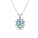 1 - Hazel 6x4 mm Oval Cut Aquamarine and Round Diamond Double Bail Halo Pendant Necklace 