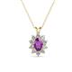 1 - Hazel 6x4 mm Oval Cut Amethyst and Round Diamond Double Bail Halo Pendant Necklace 