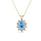 1 - Hazel 6x4 mm Oval Cut Blue Topaz and Round Diamond Double Bail Halo Pendant Necklace 