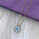 2 - Hazel 6x4 mm Oval Cut Blue Topaz and Round Diamond Double Bail Halo Pendant Necklace 