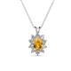 1 - Hazel 6x4 mm Oval Cut Citrine and Round Diamond Double Bail Halo Pendant Necklace 