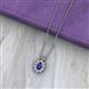 2 - Hazel 6x4 mm Oval Cut Iolite and Round Diamond Double Bail Halo Pendant Necklace 