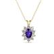 1 - Hazel 6x4 mm Oval Cut Iolite and Round Diamond Double Bail Halo Pendant Necklace 