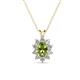 1 - Hazel 6x4 mm Oval Cut Peridot and Round Diamond Double Bail Halo Pendant Necklace 