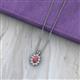 2 - Hazel 6x4 mm Oval Cut Rhodolite Garnet and Round Diamond Double Bail Halo Pendant Necklace 