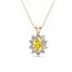 1 - Hazel 6x4 mm Oval Cut Yellow Sapphire and Round Diamond Double Bail Halo Pendant Necklace 