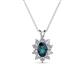 1 - Hazel 6x4 mm Oval Cut London Blue Topaz and Round Diamond Double Bail Halo Pendant Necklace 