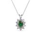 1 - Hazel 6x4 mm Oval Cut Lab Created Alexandrite and Round Diamond Double Bail Halo Pendant Necklace 