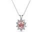 1 - Hazel 6x4 mm Oval Cut Morganite and Round Diamond Double Bail Halo Pendant Necklace 
