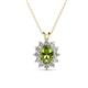 1 - Hazel 7x5 mm Oval Cut Peridot and Round Diamond Double Bail Halo Pendant Necklace 