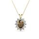 1 - Hazel 7x5 mm Oval Cut Smoky Quartz and Round Diamond Double Bail Halo Pendant Necklace 