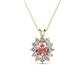 1 - Hazel 7x5 mm Oval Cut Morganite and Round Diamond Double Bail Halo Pendant Necklace 