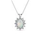 1 - Hazel 7x5 mm Oval Cut Opal and Round Diamond Double Bail Halo Pendant Necklace 