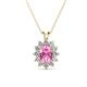 1 - Hazel 7x5 mm Oval Cut Pink Sapphire and Round Diamond Double Bail Halo Pendant Necklace 
