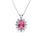 1 - Hazel 7x5 mm Oval Cut Pink Tourmaline and Round Diamond Double Bail Halo Pendant Necklace 