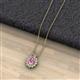 2 - Hazel 7x5 mm Oval Cut Pink Sapphire and Round Diamond Double Bail Halo Pendant Necklace 