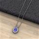 2 - Hazel 7x5 mm Oval Cut Tanzanite and Round Diamond Double Bail Halo Pendant Necklace 