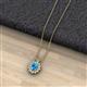 2 - Hazel 7x5 mm Oval Cut Blue Topaz and Round Diamond Double Bail Halo Pendant Necklace 