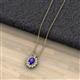 2 - Hazel 7x5 mm Oval Cut Iolite and Round Diamond Double Bail Halo Pendant Necklace 