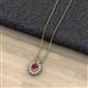 2 - Hazel 7x5 mm Oval Cut Rhodolite Garnet and Round Diamond Double Bail Halo Pendant Necklace 