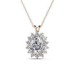 Hazel x Oval Cut and Round Diamond Double Bail Halo Pendant Necklace Oval Cut x and Round Diamond Double Bail Womens Halo Pendant Necklace ctw K Rose GoldIncluded Inches K Rose Gold Chain