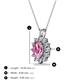 3 - Hazel 7x5 mm Oval Cut Pink Sapphire and Round Diamond Double Bail Halo Pendant Necklace 