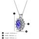 3 - Hazel 7x5 mm Oval Cut Tanzanite and Round Diamond Double Bail Halo Pendant Necklace 