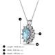 3 - Hazel 7x5 mm Oval Cut Aquamarine and Round Diamond Double Bail Halo Pendant Necklace 