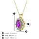 3 - Hazel 7x5 mm Oval Cut Amethyst and Round Diamond Double Bail Halo Pendant Necklace 