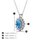 3 - Hazel 7x5 mm Oval Cut Blue Topaz and Round Diamond Double Bail Halo Pendant Necklace 