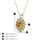 3 - Hazel 7x5 mm Oval Cut Citrine and Round Diamond Double Bail Halo Pendant Necklace 