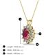 3 - Hazel 7x5 mm Oval Cut Rhodolite Garnet and Round Diamond Double Bail Halo Pendant Necklace 