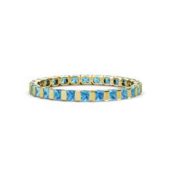 Clarissa Princess Cut Blue Topaz Eternity Band Princess Cut Blue Topaz ctw Channel Set Womens Eternity Ring Stackable K Yellow Gold