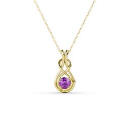 Amanda Round Amethyst Solitaire Infinity Love Knot Pendant Necklace Round Amethyst ct Womens Solitaire Infinity Love Knot Pendant Necklace K Yellow GoldIncluded Inches K Yellow Gold Chain
